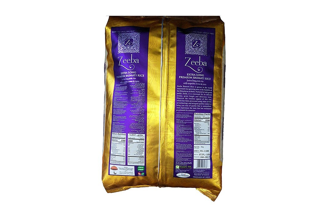 Zeeba Extra Long Premium Basmati Rice   Pack  5 kilogram